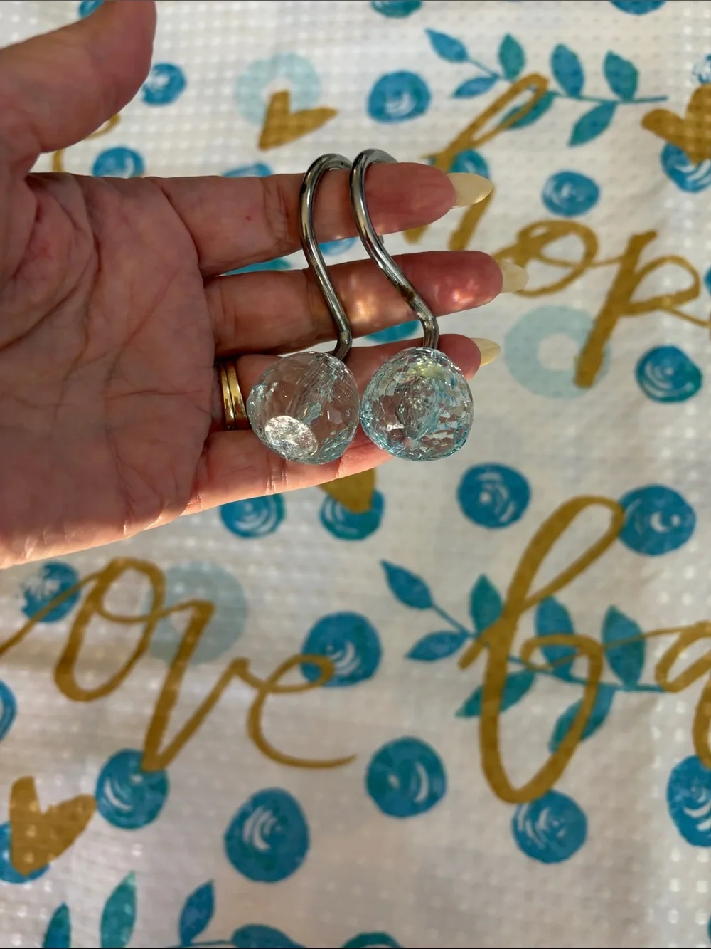 Crystal Blue Shower Curtain Hooks